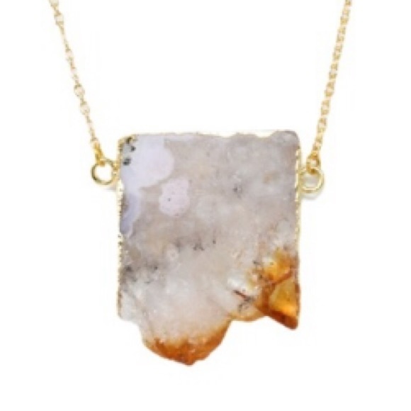 Jewelry - Natural Citrine Druzy Stone Necklace